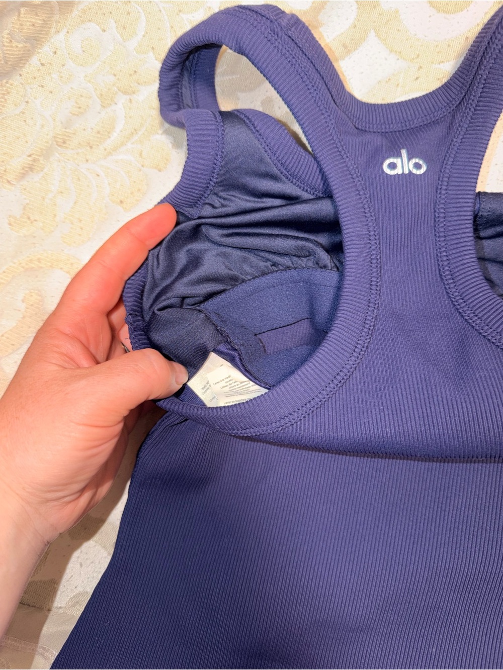 ALO Yoga Navy Ribbed Racerback Tank - Picture 4 of 4